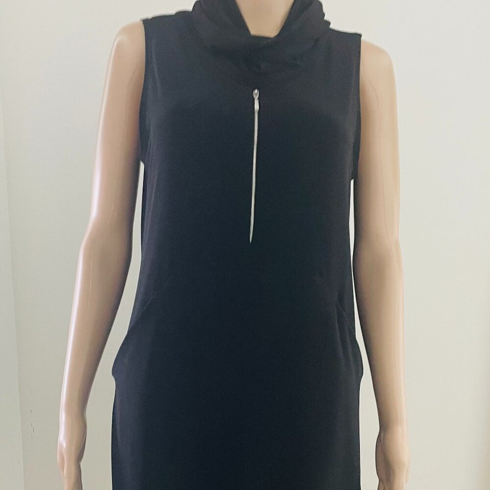 Sympli Black Asymmetrical Hem Cowl Neck Dress Size 10